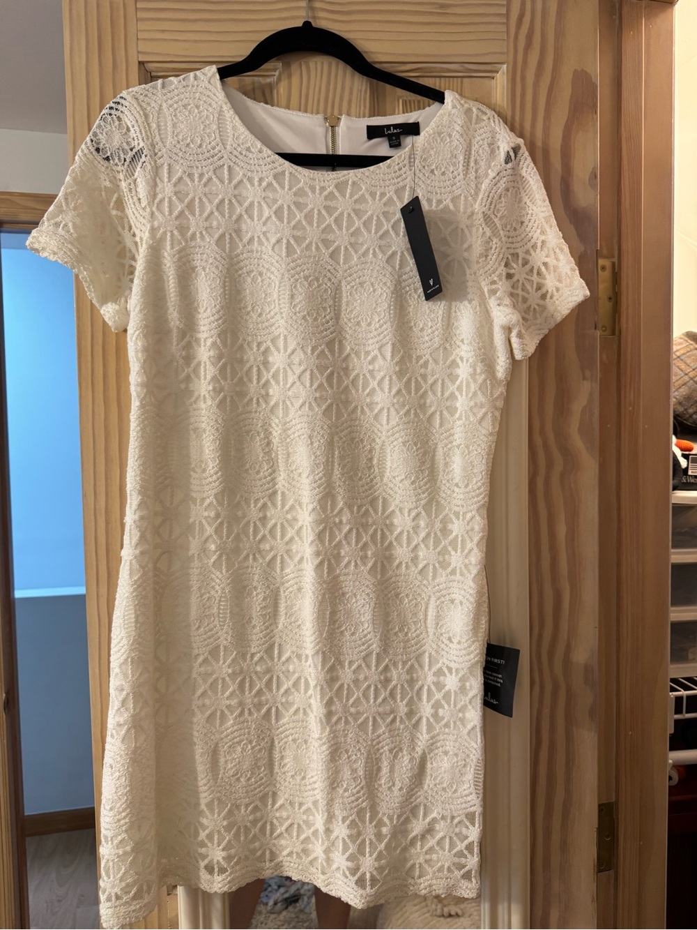 Lulu's Ivory Crochet Shift Dress